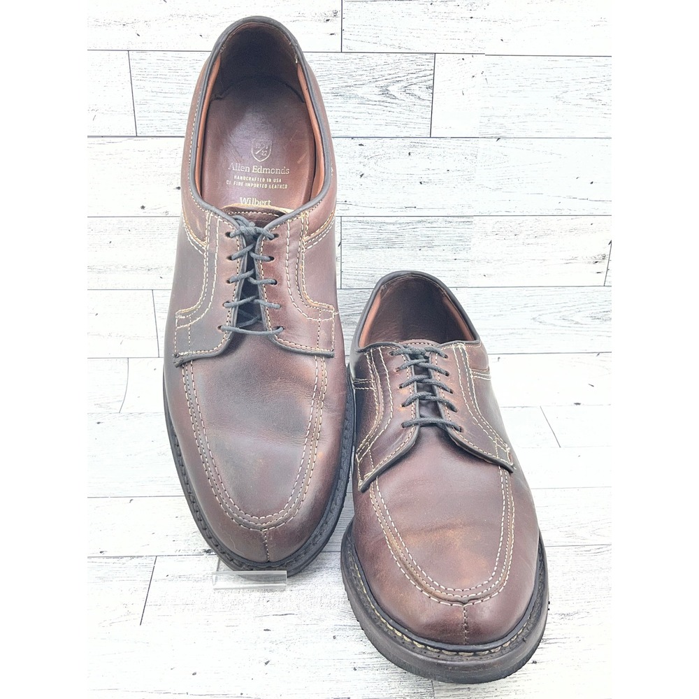 Allen Edmonds Wilbert Brown Leather Split Toe Derby Shoe Men 11D Handcrafted USA